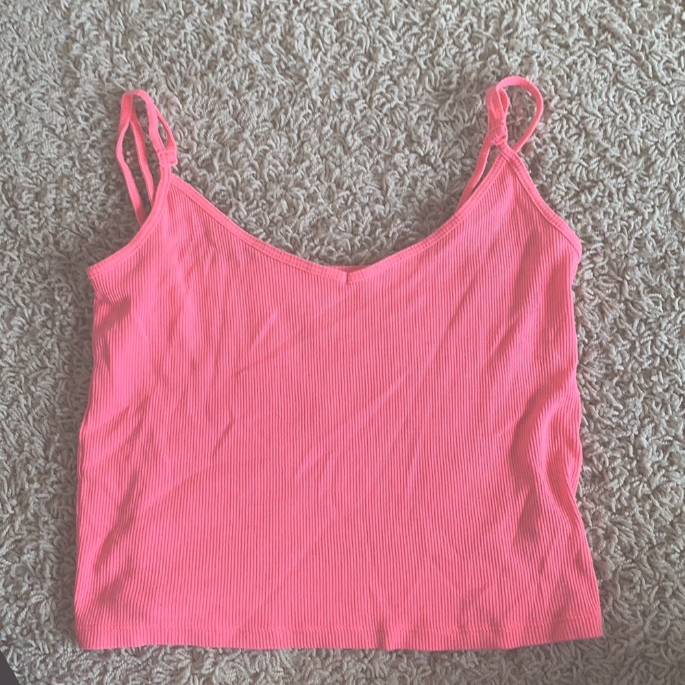 Neon pink AERIE crop top